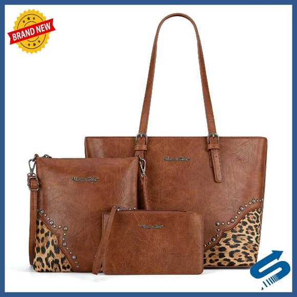 Handbags - 3-Piece Tote Bag Set with Crossbody and Wristlet, Large Capacity